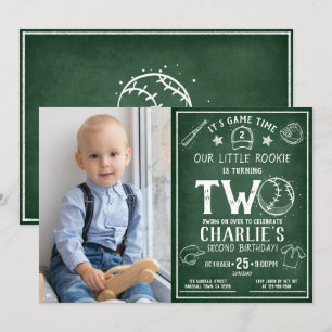 Chalkboard Baseball All Star Foto 2e verjaardag Kaart
