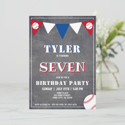 Chalkboard Baseball Anniversaire Invitation Annive (Debout devant)