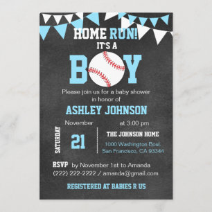 Chalkboard Baseball Baby Shower-uitnodigingen - Bl Kaart