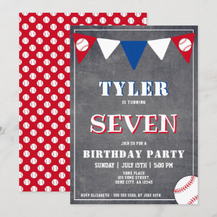 Chalkboard Baseball Birthday Invitation Birthday Kaart