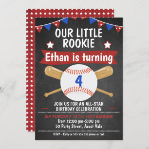 Chalkboard Baseball Birthday Invitation Kaart