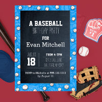 Chalkboard Baseball Party Uitnodiging