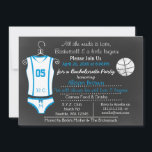 Chalkboard Basketball Lingerie Douche Invitations<br><div class="desc">Chalkboard Basketball et Lingerie,  Fête des mariées Bleue,  Bachelorette Party Invitations,  parfait si votre mariée est un fan de basket et aime le basket-ball.</div>