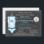 Chalkboard Basketball Lingerie Douche Invitations<br><div class="desc">Chalkboard Basketball et Lingerie,  Fête des mariées Bleue,  Bachelorette Party Invitations,  parfait si votre mariée est un fan de basket et aime le basket-ball.</div>
