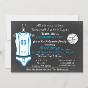 Chalkboard Basketball Lingerie Shower Invitations Kaart