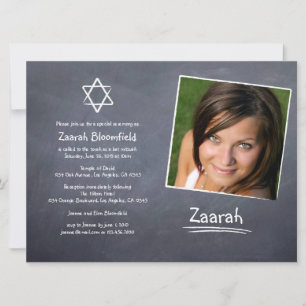 Chalkboard Bat Mitzvah Uitnodiging