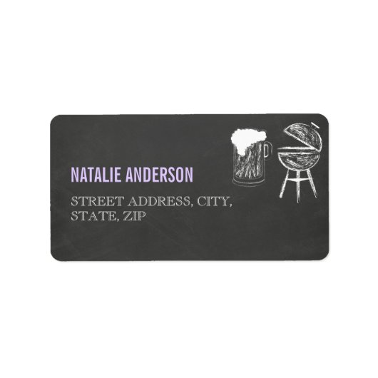 Chalkboard BBQ Baby shower Address Label (Voorkant)