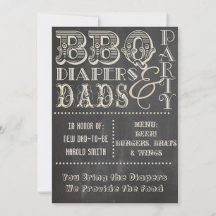 Chalkboard BBQ-diapers en Dads-Baby shower Kaart