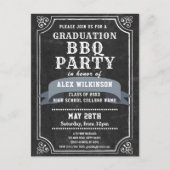 Chalkboard BBQ Party Afstuderen Invitation Briefkaart (Voorkant)