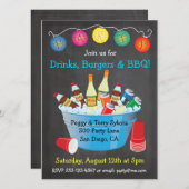 Chalkboard BBQ Party Drinken Kaart (Voorkant / Achterkant)