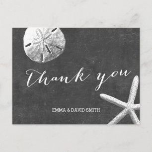 Chalkboard Beach Theme Weddenschap Bedankt Briefkaart