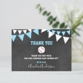 Chalkboard BEDANKT U Blue BASEBALL BOY baby shower (Staand voorkant)