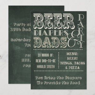 Chalkboard Beer Diapers en DADS-Baby shower Kaart