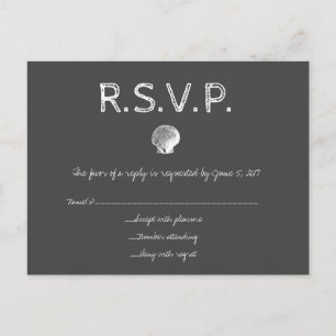 Chalkboard bestemming bruiloft shell RSVP kaarten