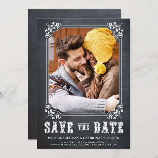 CHALKBOARD BEWAAR DE DATUMAANKONDIGING KAART (Voorkant / Achterkant)