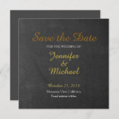 Chalkboard bewaart de datum van het huwelijk hands save the date (Voorkant / Achterkant)