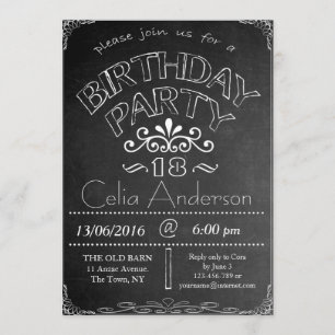 Chalkboard Birthday Celebration Invitation Kaart