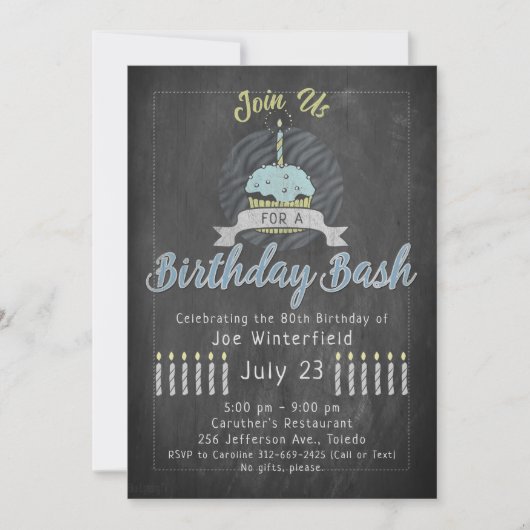 Chalkboard Birthday Invitation Kaart (Voorkant)