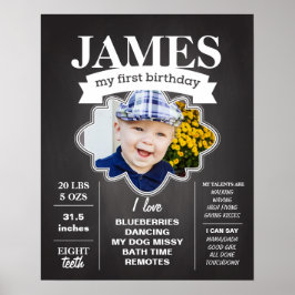 Chalkboard Birthday Poster met foto