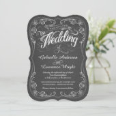 Chalkboard Bistro Art Wedding Invitations Kaart (Staand voorkant)