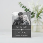 Chalkboard Black en White Save the Date Aankondigingskaart (Staand voorkant)