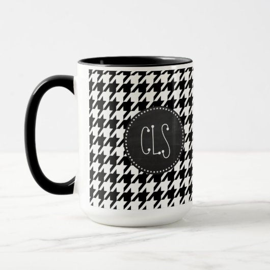 Chalkboard Black Houndstooth Mok (Links)