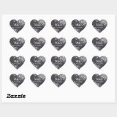 Chalkboard Black & Pink Heart Weddenkers Hart Sticker (Vel)