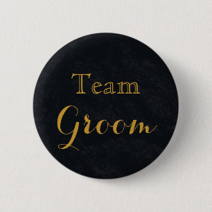 Chalkboard Blackboard Gold Wedding Team bruidegom Ronde Button 5,7 Cm