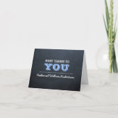 Chalkboard Blauw Bevestiging Dank u Nota Bedankkaart (Voorkant)