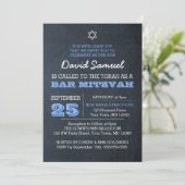 Chalkboard Blauw Zilveren Ster van David Bar Mitsw Kaart (Staand voorkant)