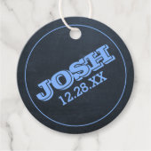 Chalkboard Blauwe Naam Logo Bedankjes Labels (Voorkant)