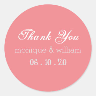 Chalkboard bloeien roze rustieke bruiloft dank u ronde sticker