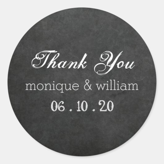 Chalkboard bloeien rustieke bruiloft dank u ronde sticker (Voorkant)