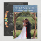 Chalkboard Bloemen bruiloft BEDANKT KAART (Voorkant / Achterkant)