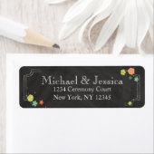 Chalkboard Bloemen Bruiloft Retouradres Label (Insitu)