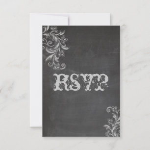 Chalkboard Bloemen RSVP Huwelijksuitnodiging