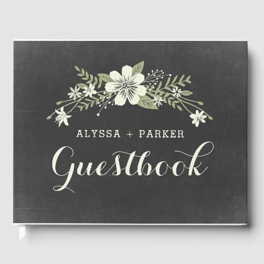 Chalkboard Bloom Wedding Guest Book Gastenboek (Voorkant)