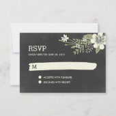 Chalkboard Blooms RSVP /Cartes de réponse Mariage (Devant)