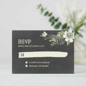 Chalkboard Blooms RSVP /Cartes de réponse Mariage (Debout devant)