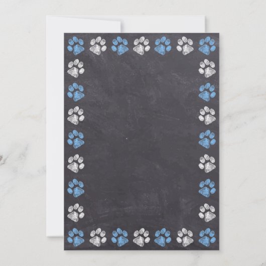 Chalkboard Blue Baby Chien Grossesse Faire-part (Dos)