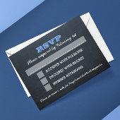 Chalkboard Blue Bar Mitzvah Big RSVP avec options