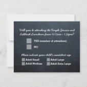 Chalkboard Blue Bar Mitzvah Big RSVP avec options (Dos)