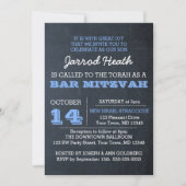 Chalkboard Blue Bar Mitzvah Invitation Pas de logo (Devant)