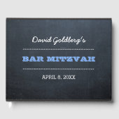Chalkboard Blue Bar Mitzvah Livre d'or (Recto)