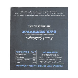 Chalkboard Blue Bar Mitzvah Snoep Wrappers Notitieblok
