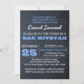 Chalkboard Blue Bar Mitzvah Uitnodiging (Voorkant)