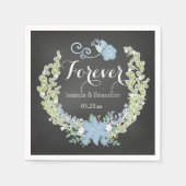 Chalkboard Blue Bells Forever Wedding Paper Napkin Servet (Voorkant)
