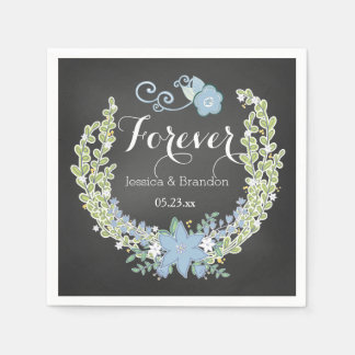 Chalkboard Blue Bells Forever Wedding Paper Napkin Servet