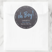 Chalkboard Blue Boy Baby shower Dank u Ronde Sticker (Tas)