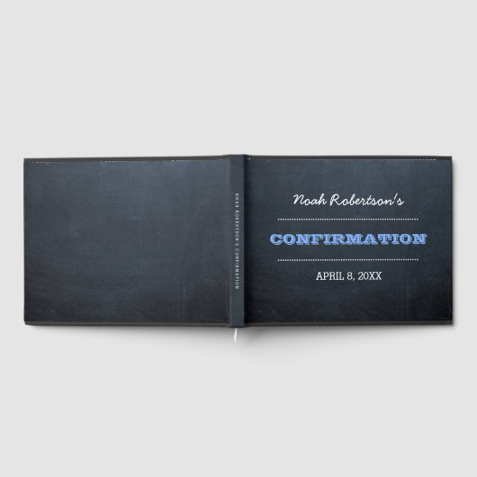 Chalkboard Blue Confirmation Livre d'invité (Complet)